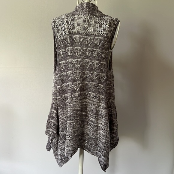 Anthropology Moth Gray Lavena Sweater Vest Pointelle Open front - Picture 5 of 7